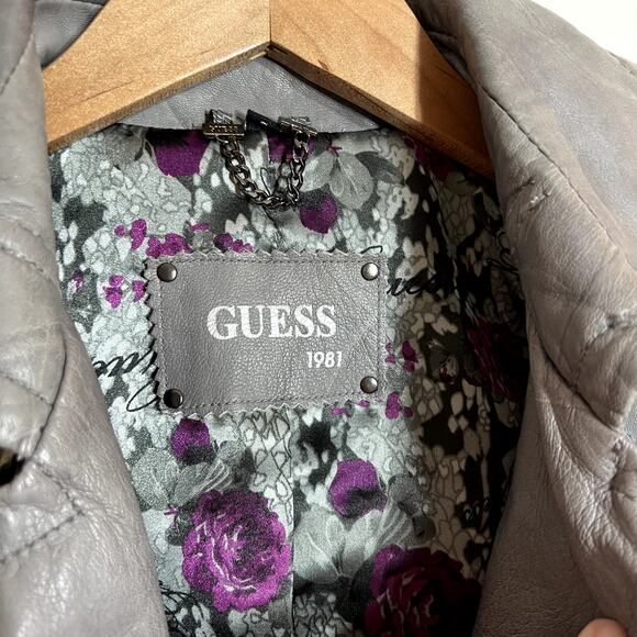 Guess Gray Leather Jacket - Picture 3 of 10
